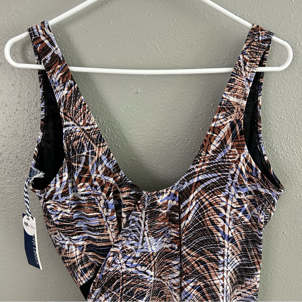 Sonnet Shores Wrap Side Tie One Piece Swimsuit 16 Tummy Panel Full Coverage NWT - Picture 9 of 11
